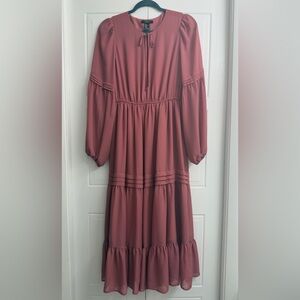Forever 21 Dusty Rose Tie-Neck Blouse